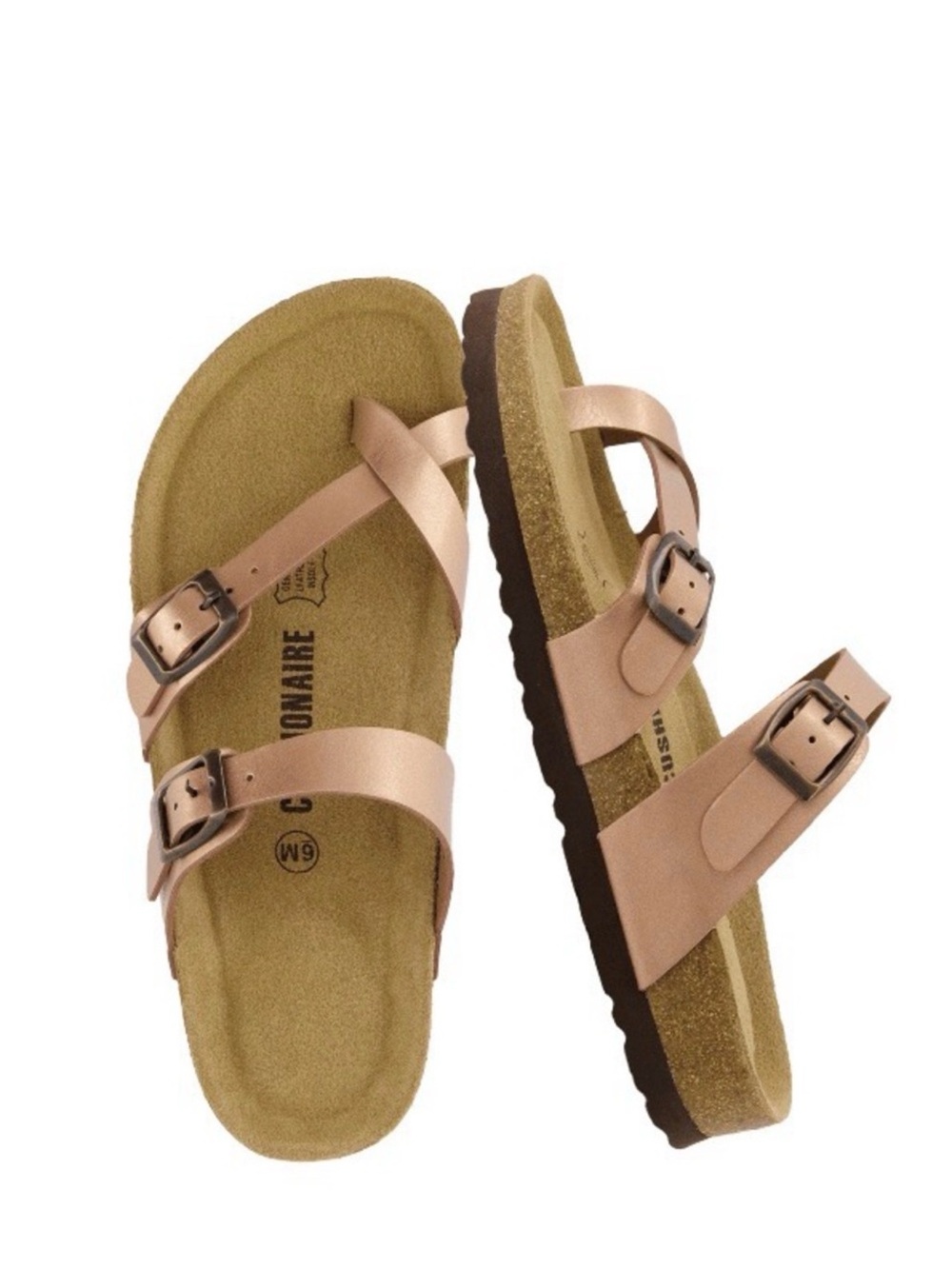 Cushionaire Rose Gold Luna cork footbed Sandals Size 6
